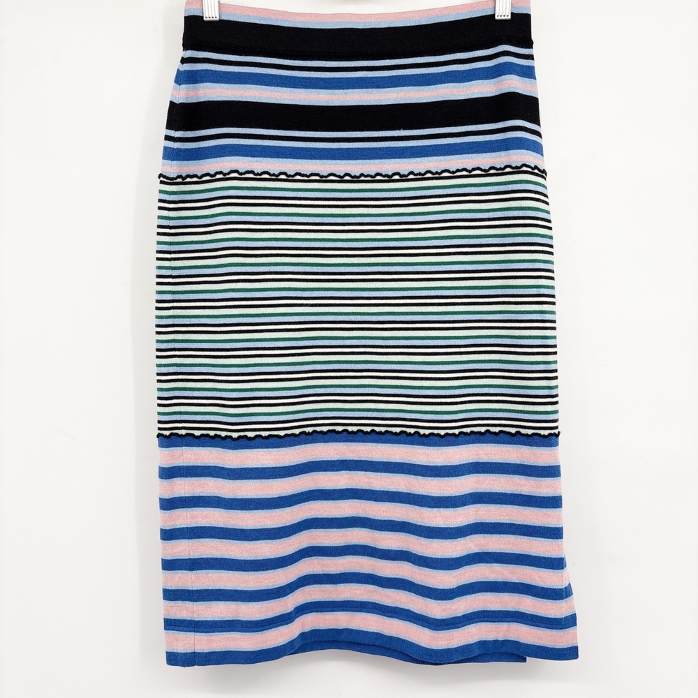 Marni x Uniqlo Womens Striped Wool Blend Artsy Ribbed Knit Midi Skirt Size M